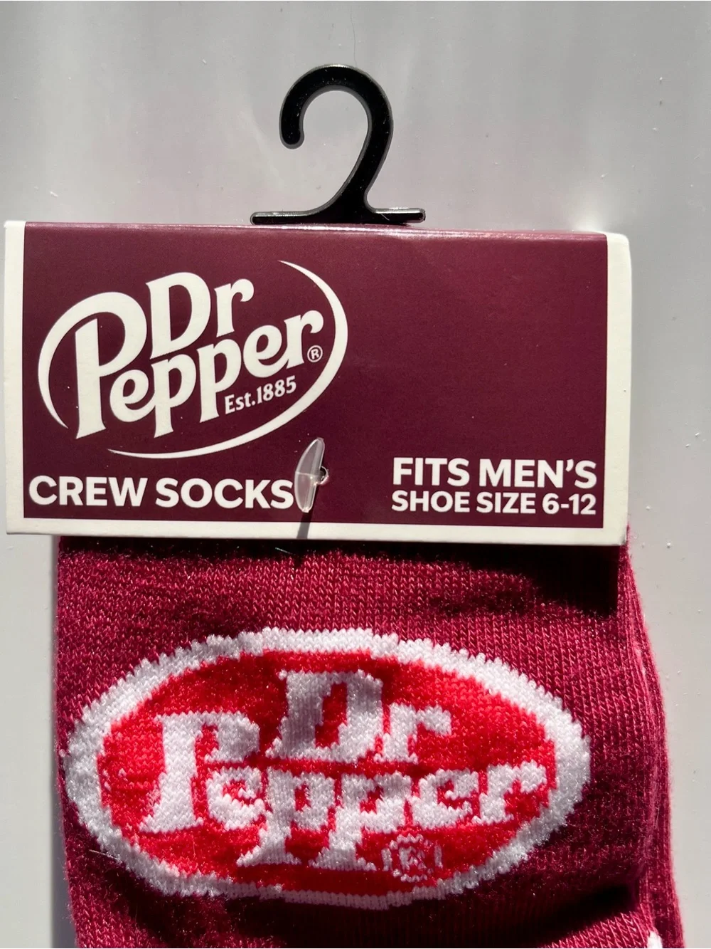 Dr Pepper Branded Crew Socks in Burgundy Red